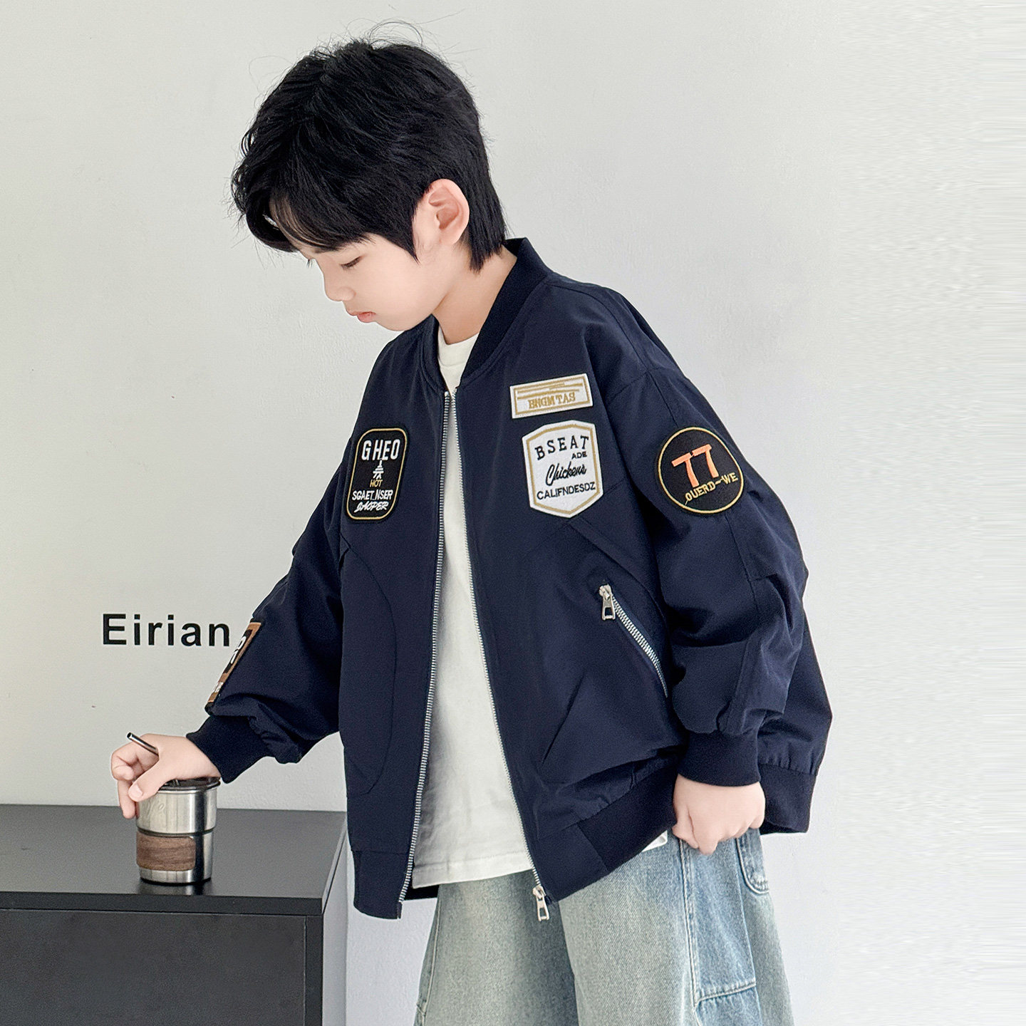 男童春秋外套棒球服时髦儿童春装休闲夹克开衫中大童机车衣服帅炸