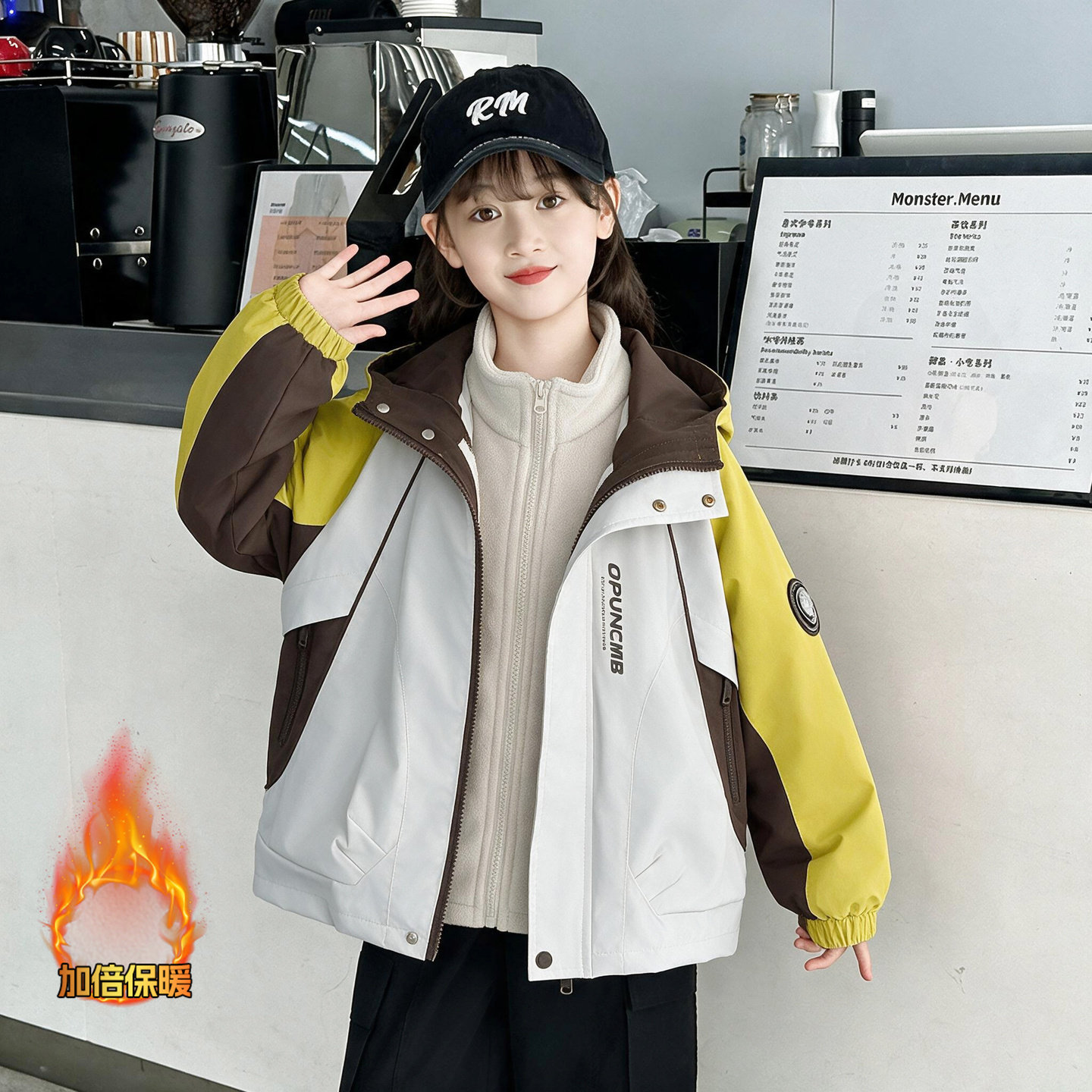 女童冲锋衣三合一春秋款加绒外套