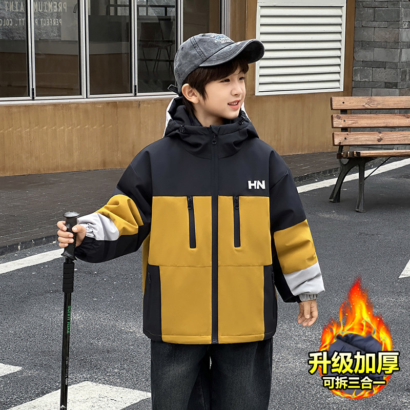 男童冬装冲锋衣棉服外套三合一潮