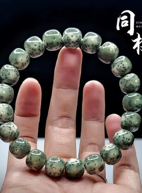 天然海南绿阴皮星月菩提手串男女单圈菩提子文玩佛珠盘玩手链批发