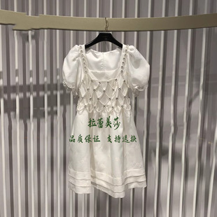 方领珍珠马甲泡泡袖 现货速发22春款 连衣裙CWA1086050