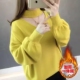 加绒加厚挂脖V领针织衫 一体绒毛衣内搭打底衫 女2025秋冬新款 韩版
