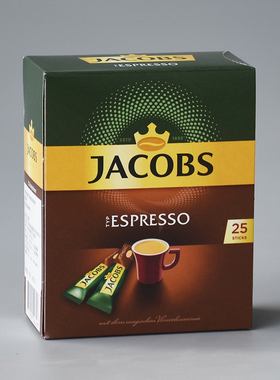原装德国雅各布斯Jacobs Espresso意式浓缩速溶纯黑咖啡1.8g*25支