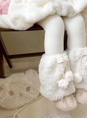 女童袜套秋冬保暖毛球长筒堆堆袜小宝宝韩版可爱脚套腿套中筒袜子