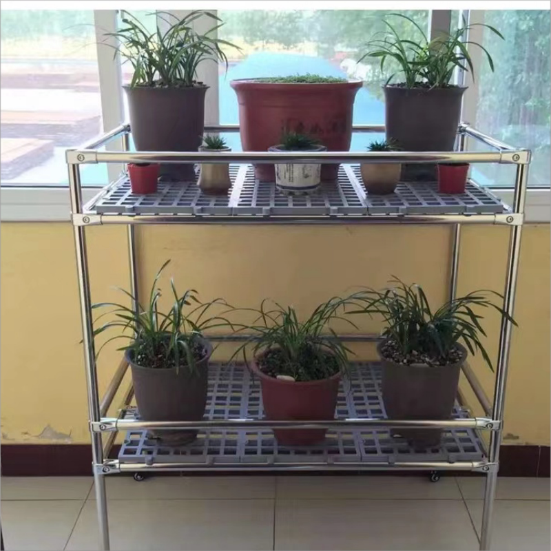 304不锈钢兰花架君子兰专用架两层可移动花架兰架可定做送轮子