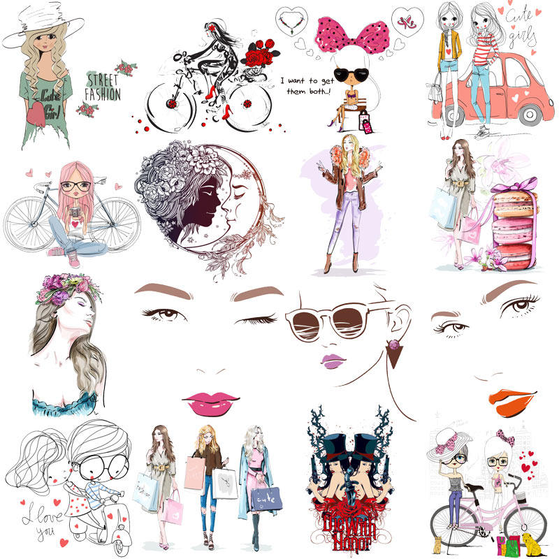 情侣烫画贴爱情亲吻梦幻服装装饰耐水洗烫画贴画手工 diy大补丁贴