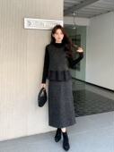2025年春季 女气质套裙 套头马甲三件套装 新款 高级感毛呢时尚