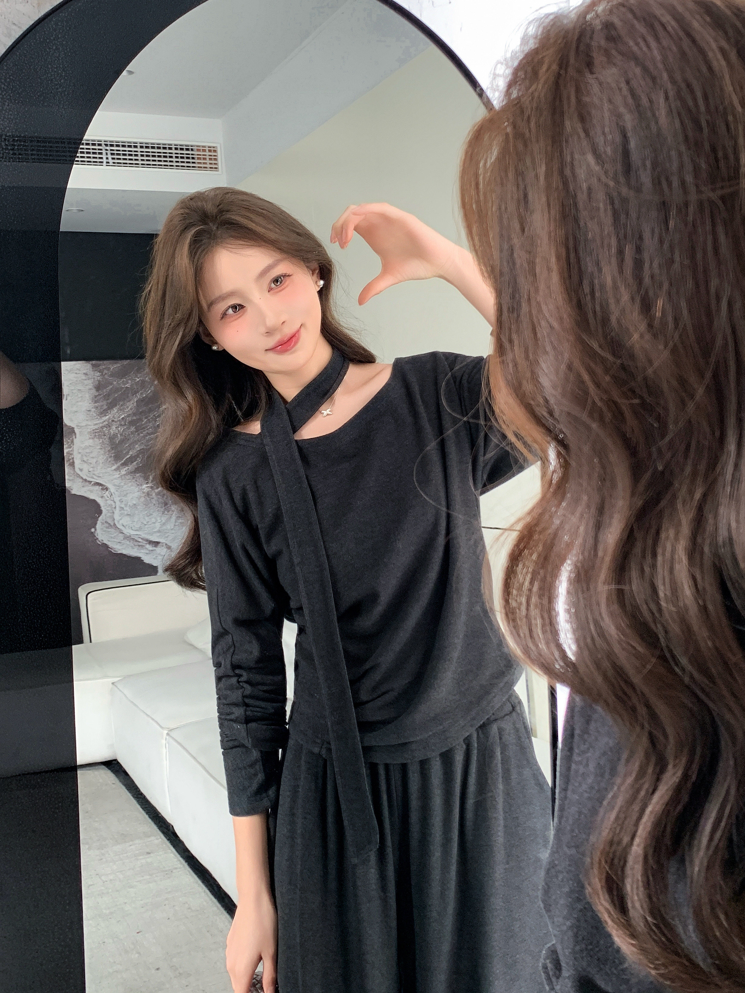 2026春季新款高级感斜颈露肩蝙蝠长袖显瘦针织衫+阔腿裤两件套女,女装/女士精品,时尚套装,淘宝优惠券,粉丝福利购,淘宝优惠卷