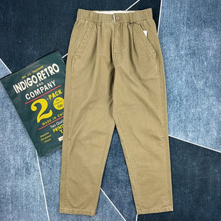 美式 纯棉微锥形休闲裤 长裤 直筒工装 复古日系做旧卡其灰色 男春秋季