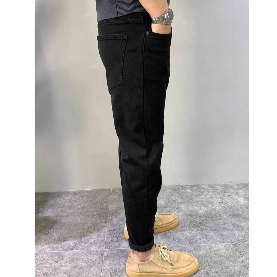 纯色九分裤牛仔裤潮牌拉链水洗