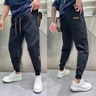 2025秋冬新款加绒加厚潮男卫裤休闲九分潮流哈伦宽松运动裤小脚裤