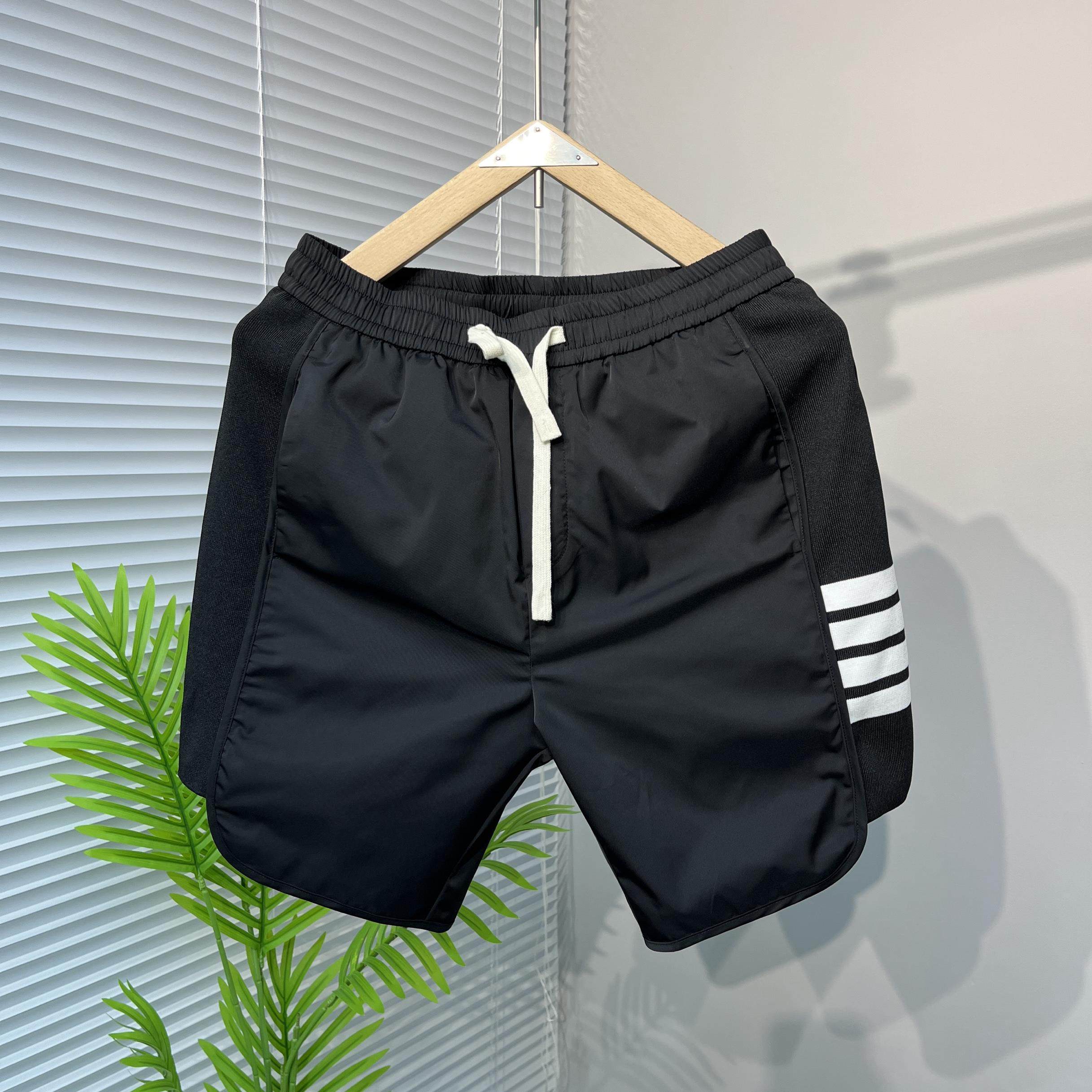 休闲短裤男夏季新款针织拼接潮流百搭高弹力四分裤宽松透气沙滩裤,男装,短裤,淘宝优惠券,粉丝福利购,淘宝优惠卷