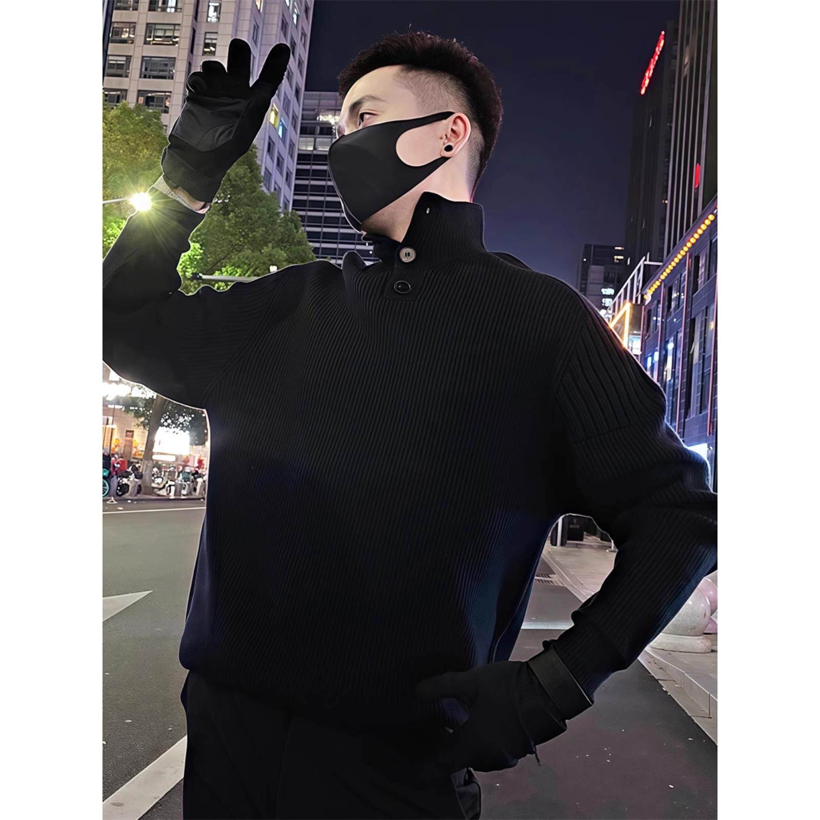 设计感加厚纽扣立领毛衣男秋冬季复古简约针织衫保暖半高领毛线衫,男装,针织衫/毛衣,淘宝优惠券,粉丝福利购,淘宝优惠卷