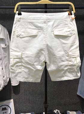 夏季潮牌白色多口袋短裤男士工装休闲五分裤潮流宽松百搭直筒中裤