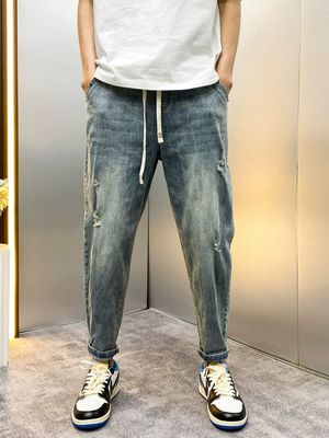 纯色长裤牛仔裤潮牌直销拉链水洗