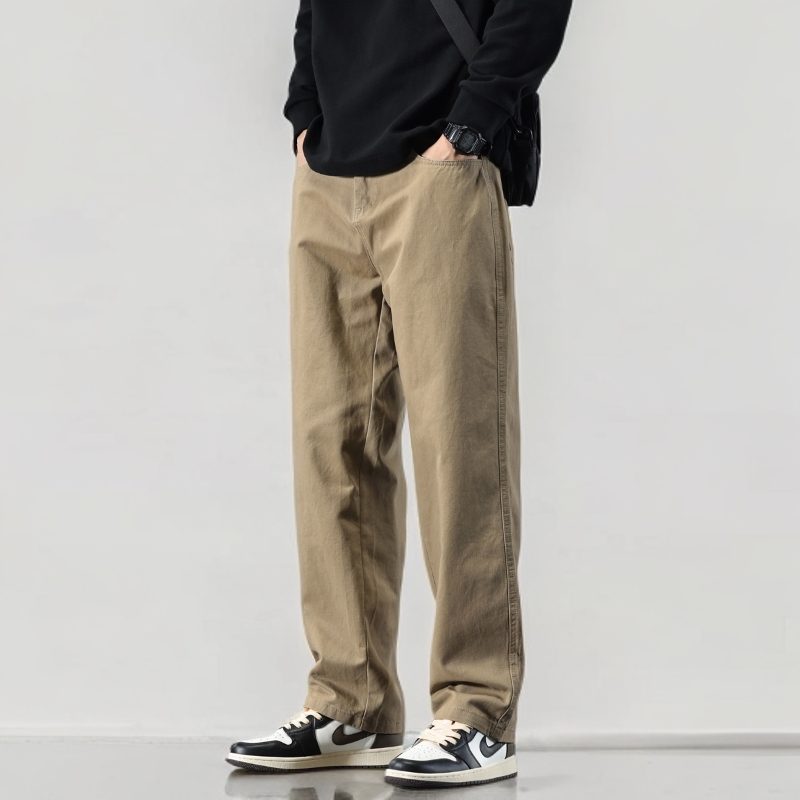 卡其色休闲裤男2025秋季新款宽松直筒阔腿裤美式潮流百搭通勤长裤,男装,休闲裤,淘宝优惠券,粉丝福利购,淘宝优惠卷