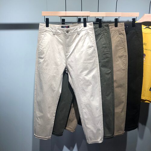 潮牌九分纯棉轻奢纯色休闲裤