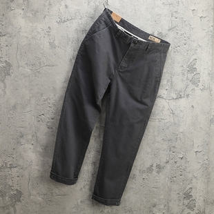 弹力休闲九分裤男修身小直筒咔叽工装裤水洗纯棉纯色潮流韩版裤子