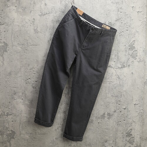 弹力休闲九分裤男修身小直筒咔叽工装裤水洗纯棉纯色潮流韩版裤子