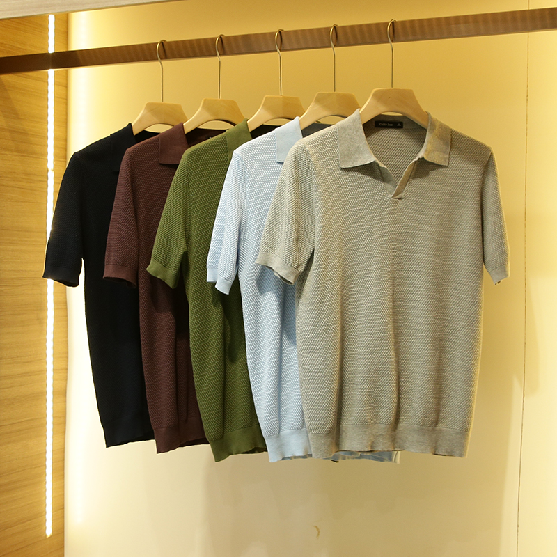 2025新款透气针织翻领短袖POLO衫