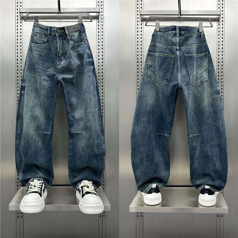 美式复古水洗做旧直筒牛仔裤男士2026秋季新款痞帅弯刀阔腿长裤子,男装,牛仔裤,淘宝优惠券,粉丝福利购,淘宝优惠卷