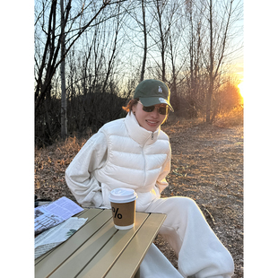 YANGLE_白色羽绒马甲女2025冬季新款立领防风叠穿短款排骨羽绒服