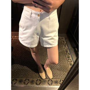 裤 老钱风高腰宽松显瘦休闲a字版 女夏外穿2025新款 YANGLE_白色短裤