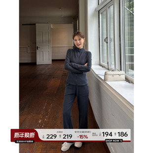 YANGLE_套装冬季女2025年新款韩系松弛立领修身上衣休闲直筒卫裤