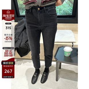 女2025秋季 YANGLE 百搭煙管牛仔褲 九分褲 抓絨直筒褲 韓版 經典 新款