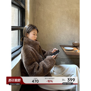 立领毛茸茸羊毛上衣 韩系短款 YANGLE_羊羔毛短外套女2025冬季 新款