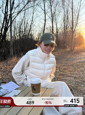 YANGLE_白色羽绒马甲女2025冬季新款立领防风叠穿短款排骨羽绒服