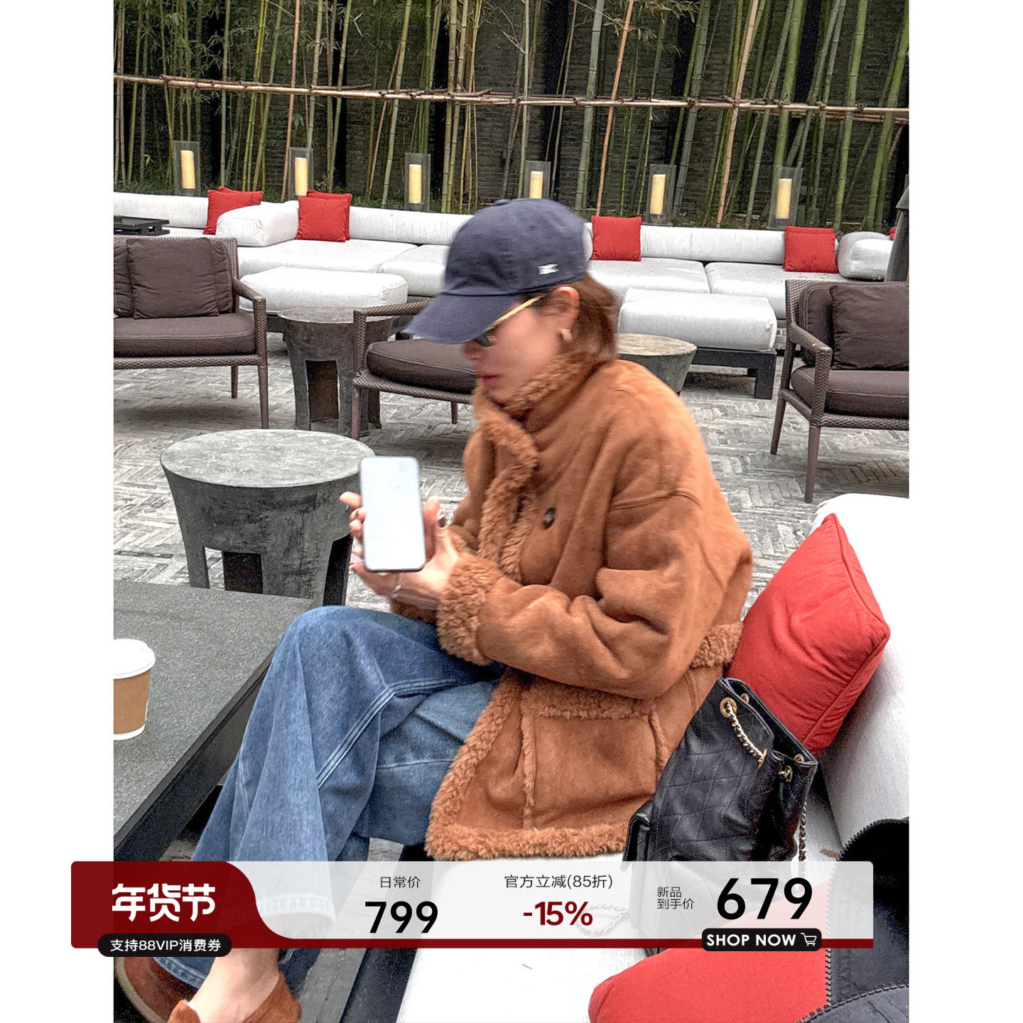 YANGLE_羊羔毛短外套女2025冬季新款皮毛一体立领两面穿宽松上衣,女装/女士精品,短外套,淘宝优惠券,粉丝福利购,淘宝优惠卷