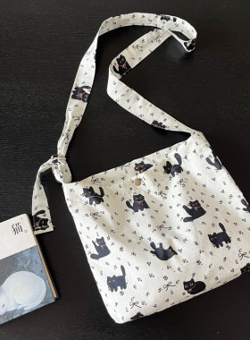 手机遛弯包斜挎包小黑猫