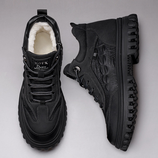 羊毛加厚绒皮毛一体保暖防滑休闲男士 棉鞋 雪地靴子 新款 芸棉绣冬季