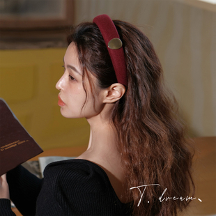 毛呢发箍发带高级感气质港风头箍发饰2025款 复古法式 都市格调