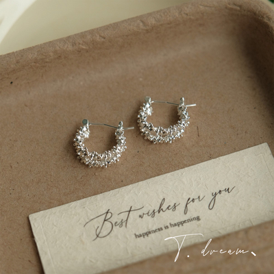 nicedream通勤雪花双层小圈耳扣