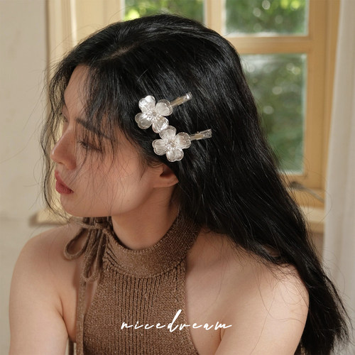 Nicedream法式甜美花朵刘海对夹