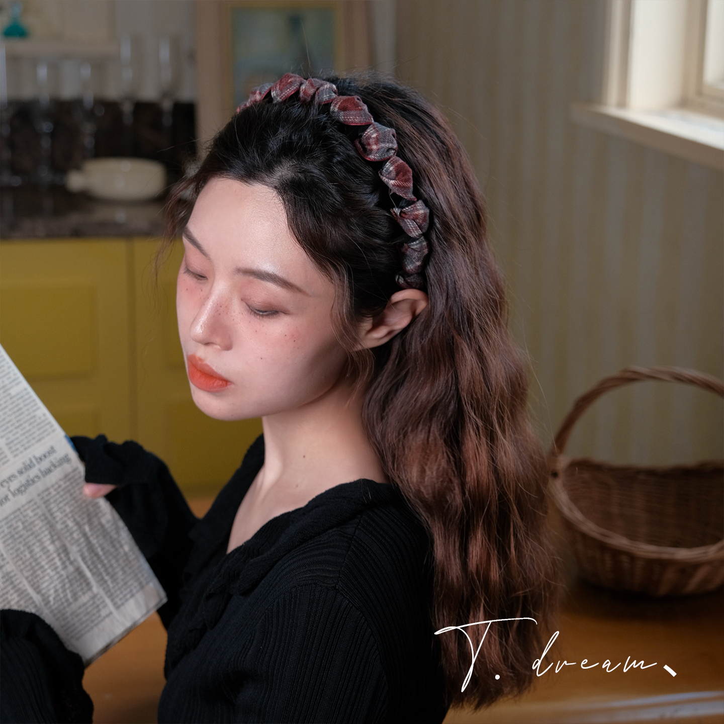 仲夏夜之梦复古森林格纹缠绕发箍