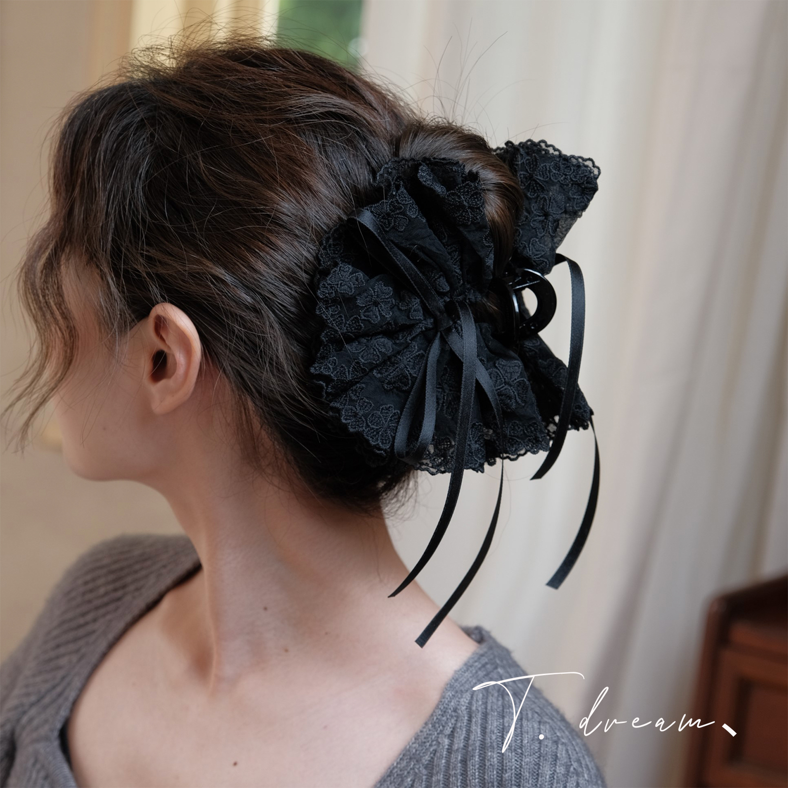 仲夏夜之梦重工蕾丝蝴蝶结发抓