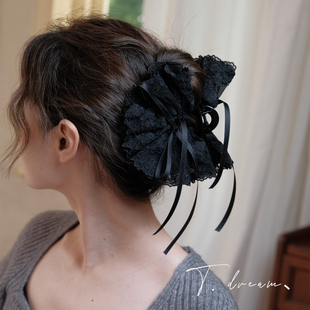 法式 随笔 重工蕾丝抓夹大号鲨鱼夹发量多半扎发发卡头饰 安妮
