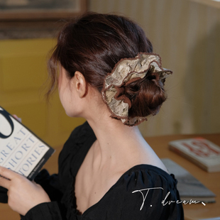 废土风蕾丝毛线大肠发圈发饰女丸子头头绳头饰 法式 古着商店