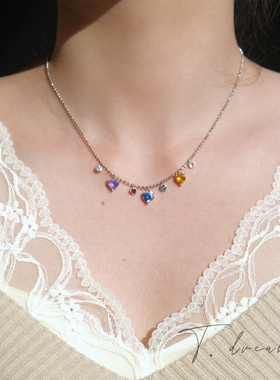 nicedream原创彩虹锆石垂挂项链