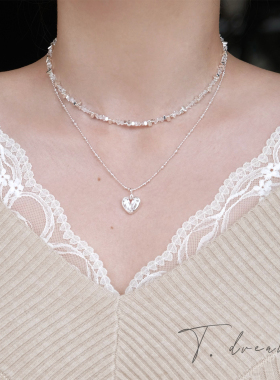 nicedream清甜水晶爱心叠戴项链
