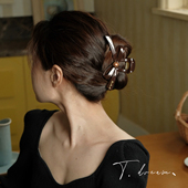 简约蝴蝶结抓夹鲨鱼夹发量多盘发卡后脑勺发夹 法式 甜酒夹心巧