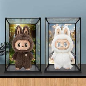 适用labubu搪胶公仔zimomo大首领 阴晴天使手办亚克力防尘展示盒