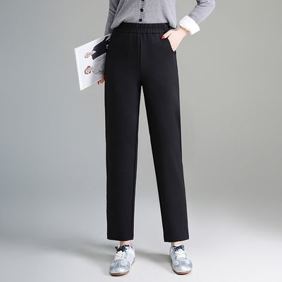 黑色小直筒哈伦裤九分小脚裤