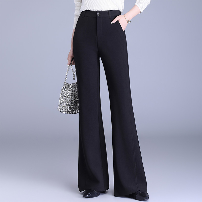 黑色高腰微喇西装裤女春夏2026新款显瘦气质垂坠感通勤长裤喇叭裤