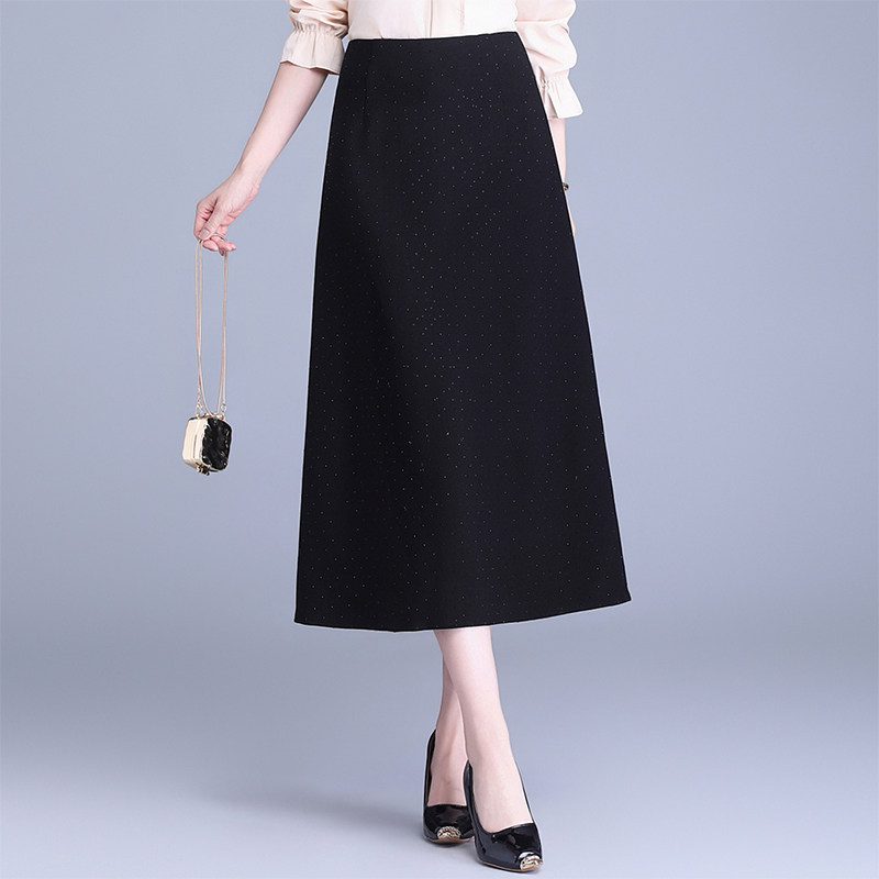 小个子满天星半身裙女2026春季新款黑色A字显瘦气质中长款裙子