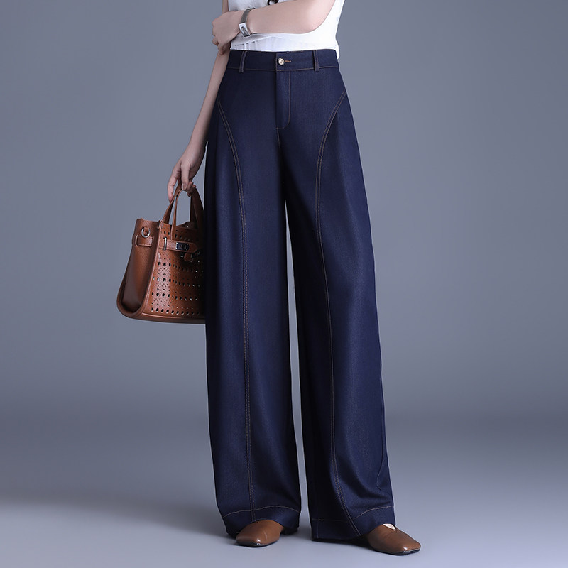 高腰阔腿牛仔裤女宽松2026春季新款显瘦直筒休闲长裤垂坠感弯刀裤