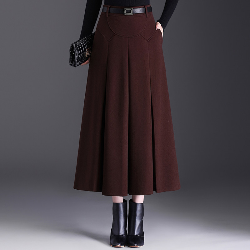 毛呢半身裙中长裙女2025秋冬新款高腰气质显瘦a字百褶裙遮胯伞裙,女装/女士精品,半身裙,淘宝优惠券,粉丝福利购,淘宝优惠卷